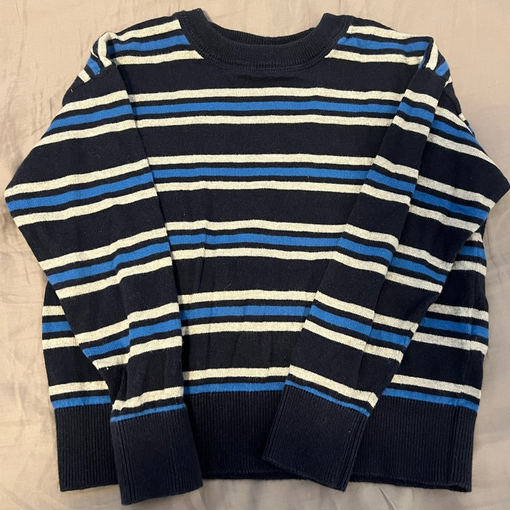 Gap Kids blue and grey striped sweater, size xs 4-5